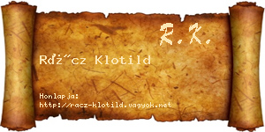 Rácz Klotild névjegykártya